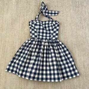 Abercrombie & Fitch Smocked Back Halter Mini Dress M Blue white